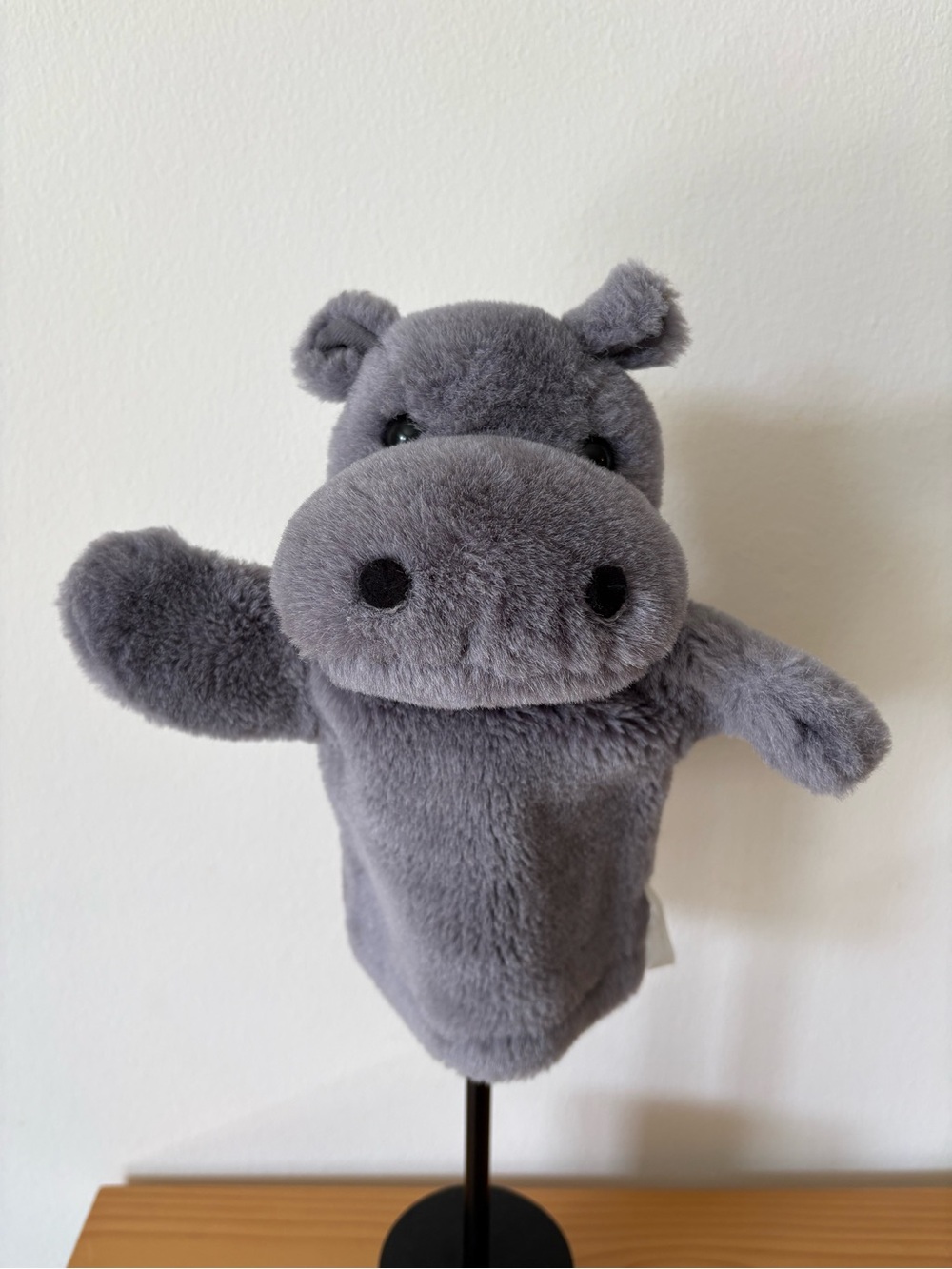 Vtg Nanco Gray Hippo Plush Hand Puppet Chelsea MA Soft Zoo Animal Collectible